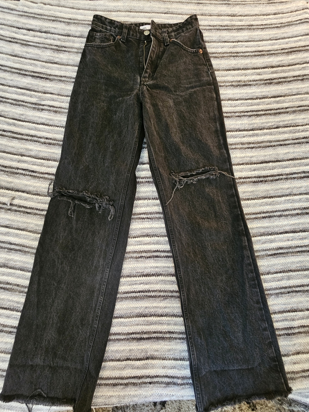 Zara Black Faded Denim Jeans